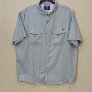AFTCO Sky Blue Plaid Tech Vented Short Sleeve Shirt